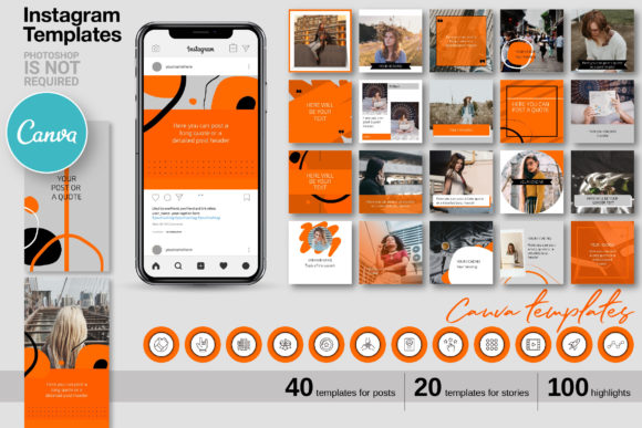 Download Orange CANVA Instagram Template 68 - Canva instagram Collection