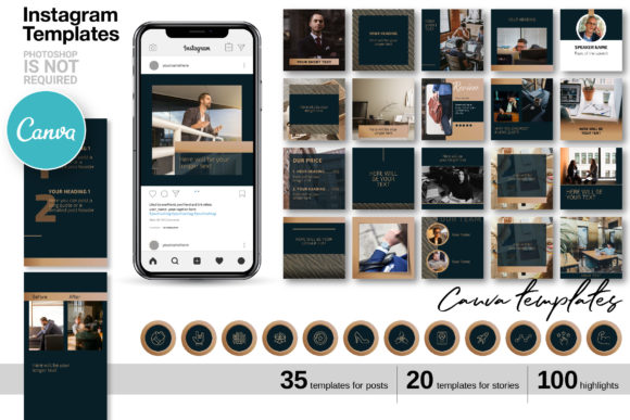 Download Dark Blue CANVA Instagram Template 69 - Canva instagram Collection