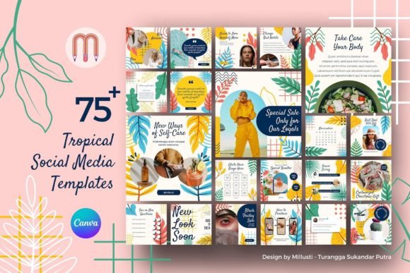 Download Tropical Leaves Canva Instagram Template - Canva instagram Collection