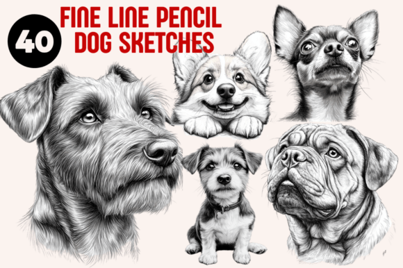 Download Fine Line Dog Breed Pencil Sketch - Fine Collection