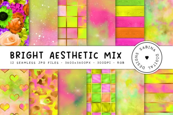 Download Bright Aesthetic Mix Digital Paper - Bright aesthetic Collection