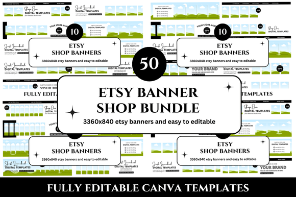 Download 50 Etsy Shop Banner Canva Bundle - Banner Collection